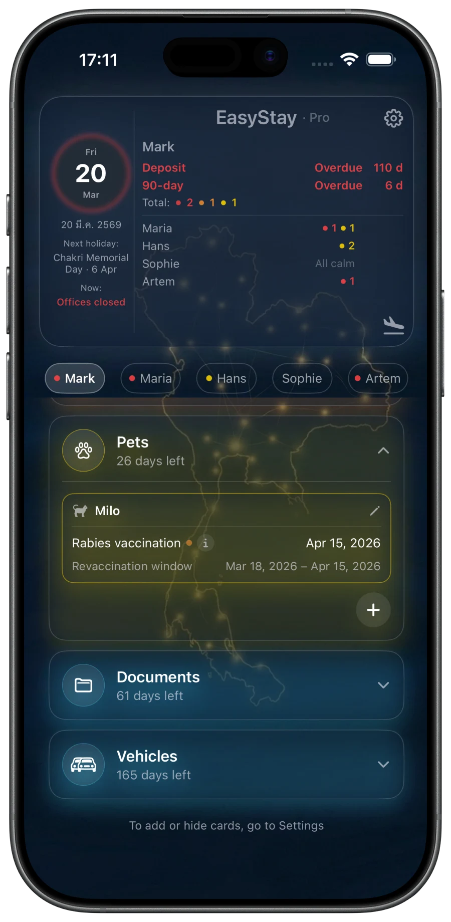 EasyStay on iPhone